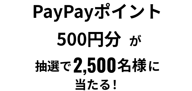 PayPayポイント 500円分が抽選で2,500名様に当たる！